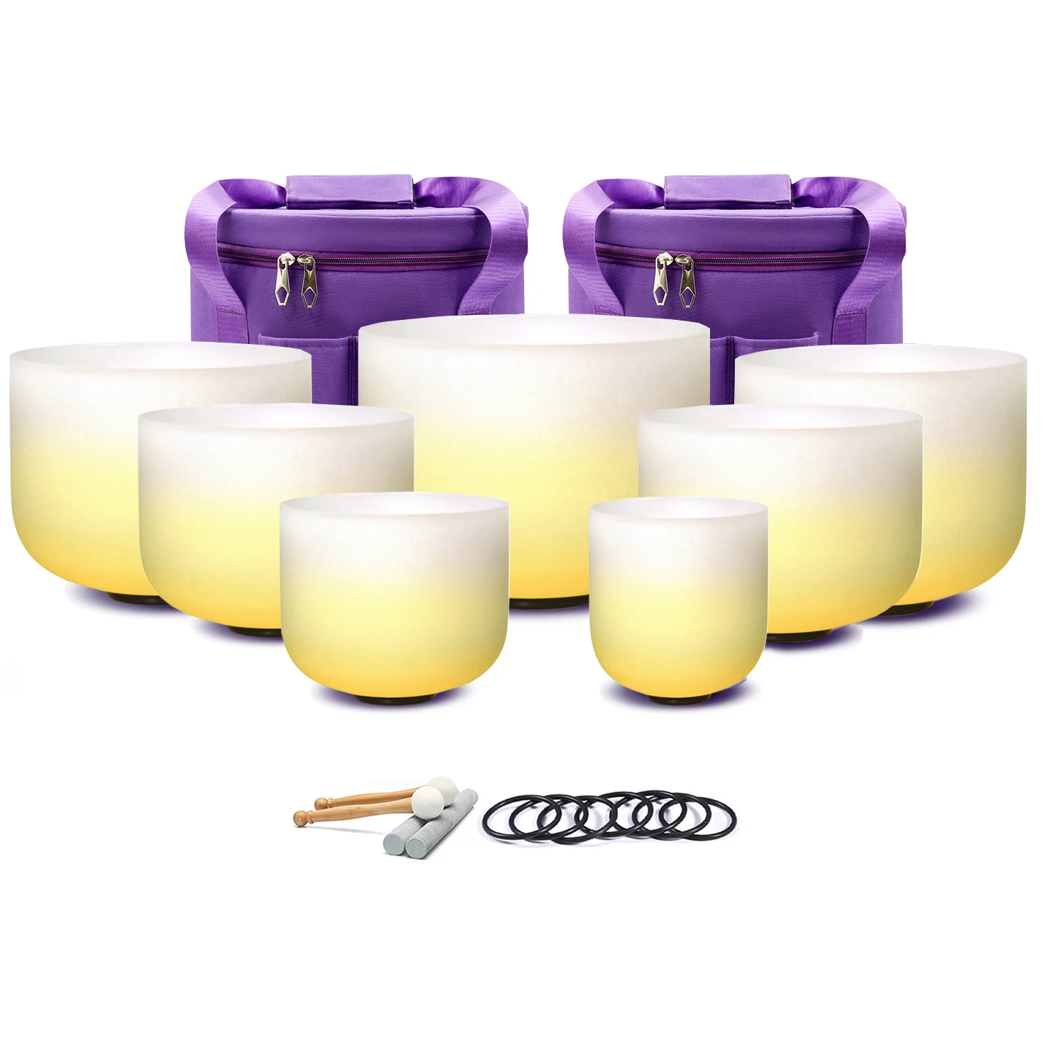 Tibetan Singing Bowl - STAR LINKUP 6-12/7-12inch 7pcs Yellow Crystal
