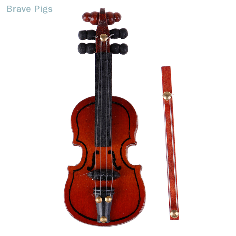 Musical Instrument Old - Dollhouse Violin Mini Wooden Instruments Miniature