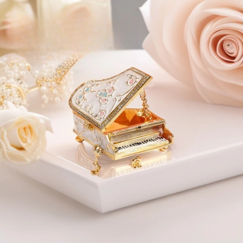 Musical Instrument Old - Creative Piano Shaped Jewelry Boxes Enamel